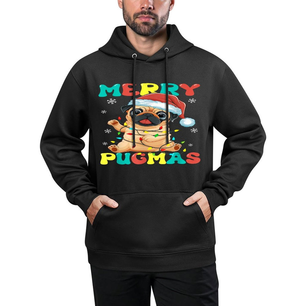 Merry Pugmas Pug Christmas Santa Pug Xmas Lights Dog Lover Casual Wear Hoodie