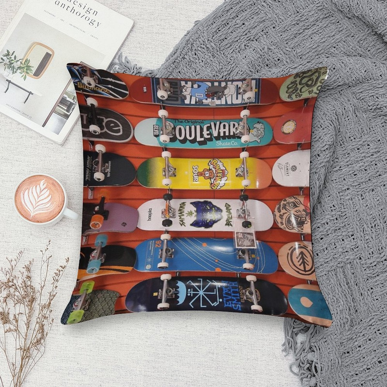 Skateboards Soft Bedroom Essential Throw Pillow