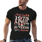 Made In April 1975 Limited Edition 50th Birthday For Women  Ribbed Collar T-Shirt