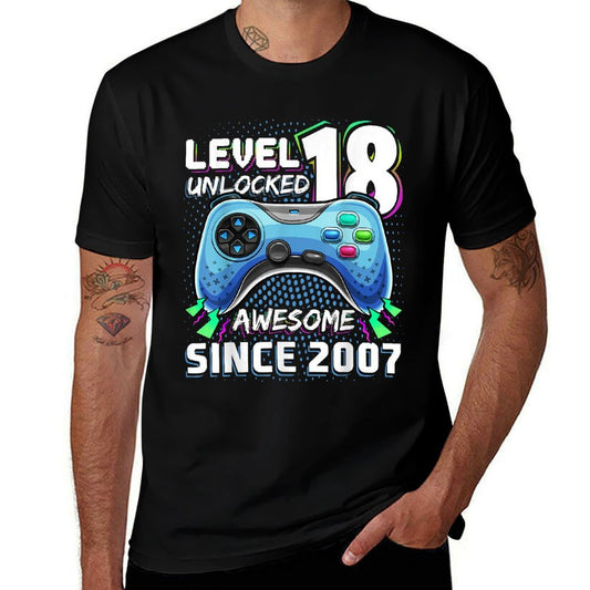 18th Birthday Boy Level 18 Gamer 18 Year Video Game Party  Ribbed Collar T-Shirt