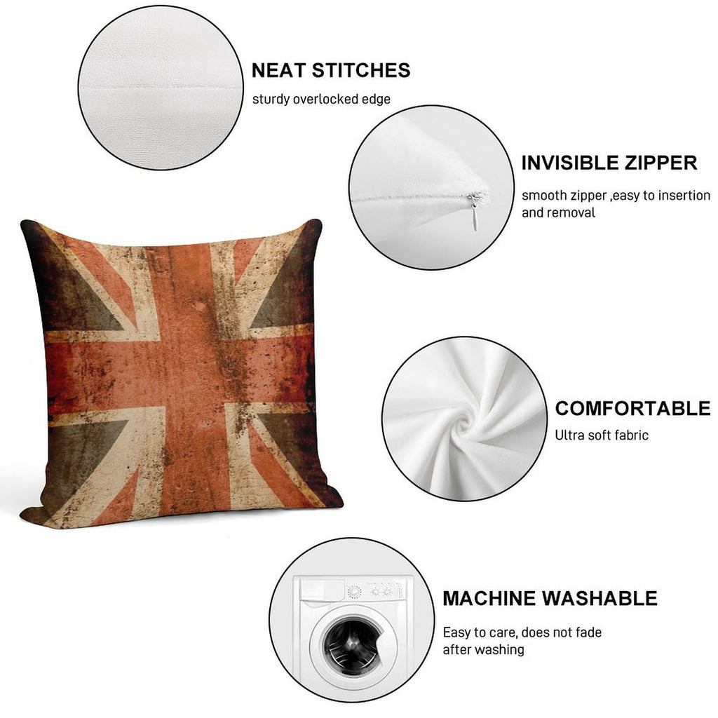 Distressed Union Jack, UK Flag, Great Britain Soft Luxury Feel Throw Pillow
