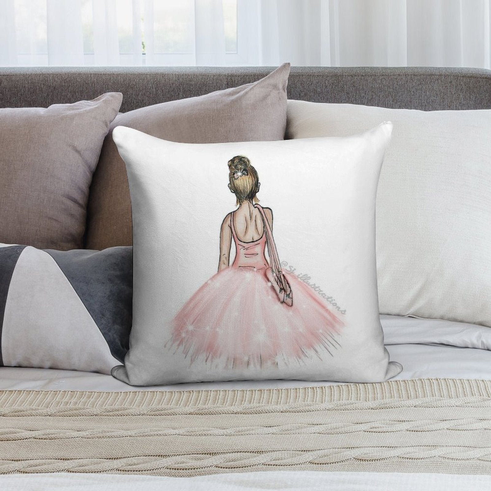 Ballerina Sparkle Soft Washable Throw Pillow