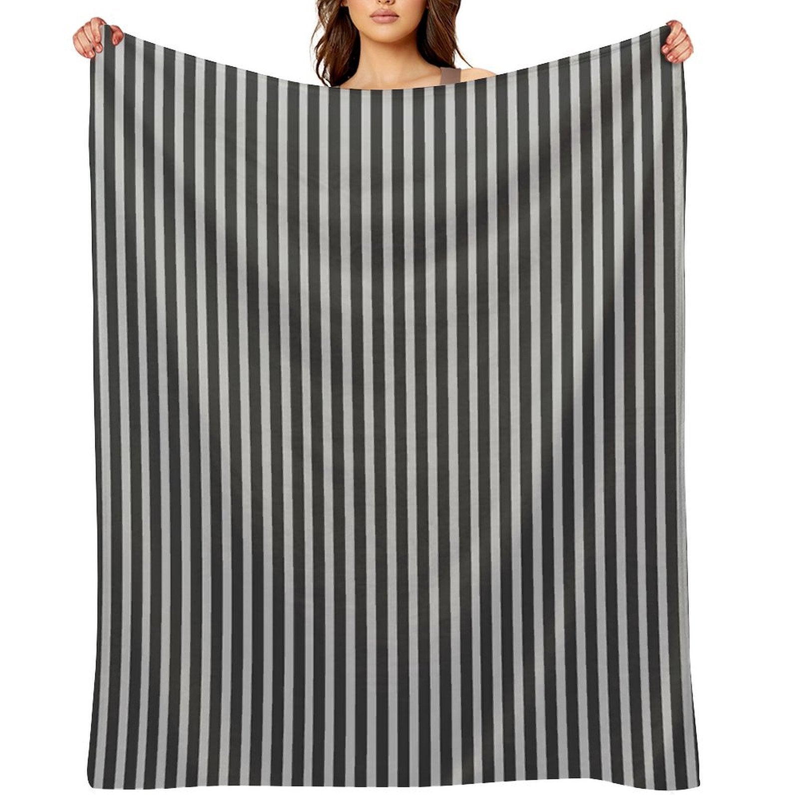 Grey Stripes Shrink-resistant Throw Blanket