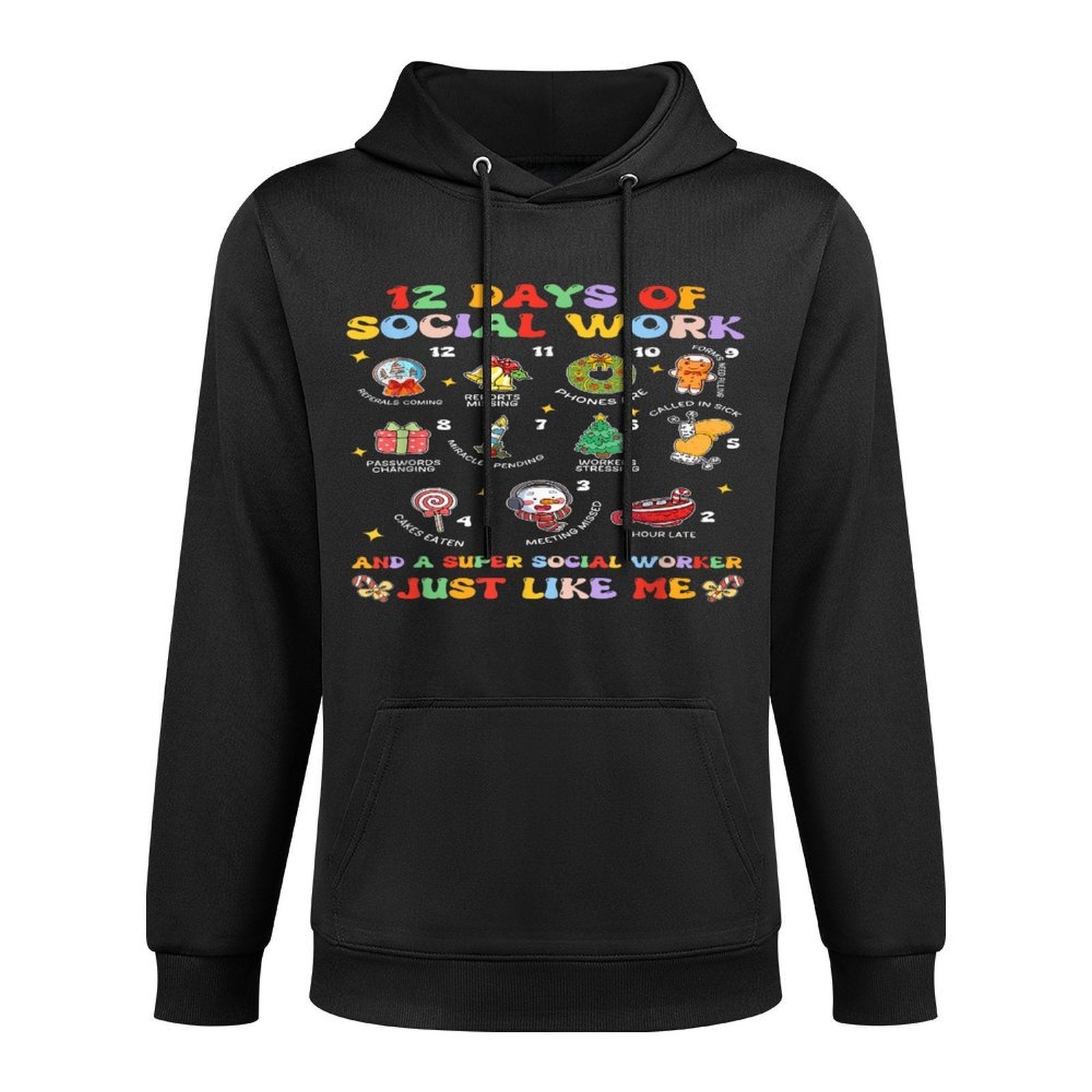 Groovy 12 Days Of Social Work Christmas School Social Worker Unisex Design Hoodie