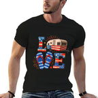4th July Funny Camper Van USA Patriotic Camping Lovers  Oversized Silhouette T-Shirt