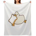Cute Duck with Bread Yellow Funny Kawaii Animals Travel-friendly Throw Blanket