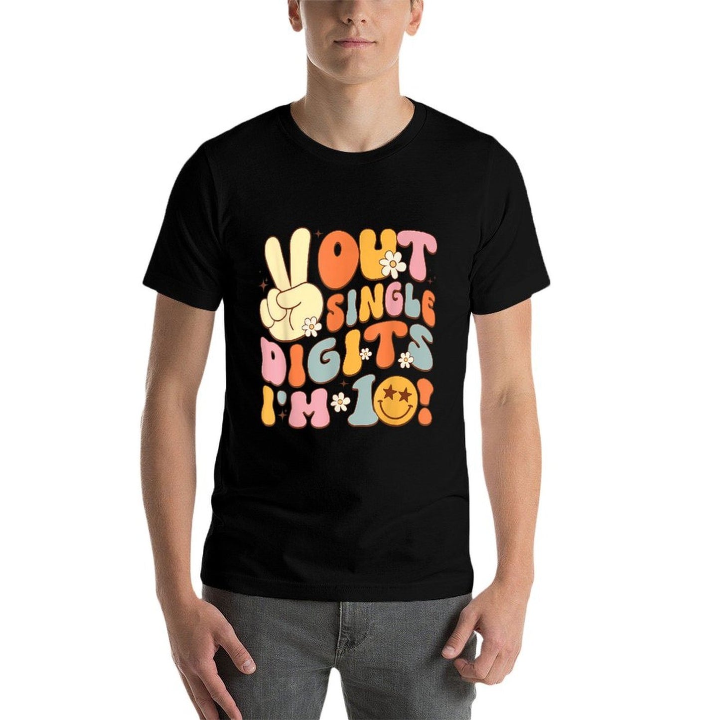 10th Birthday Peace Out Single Digits I'm 10 Groovy  High-quality Stitching T-Shirt