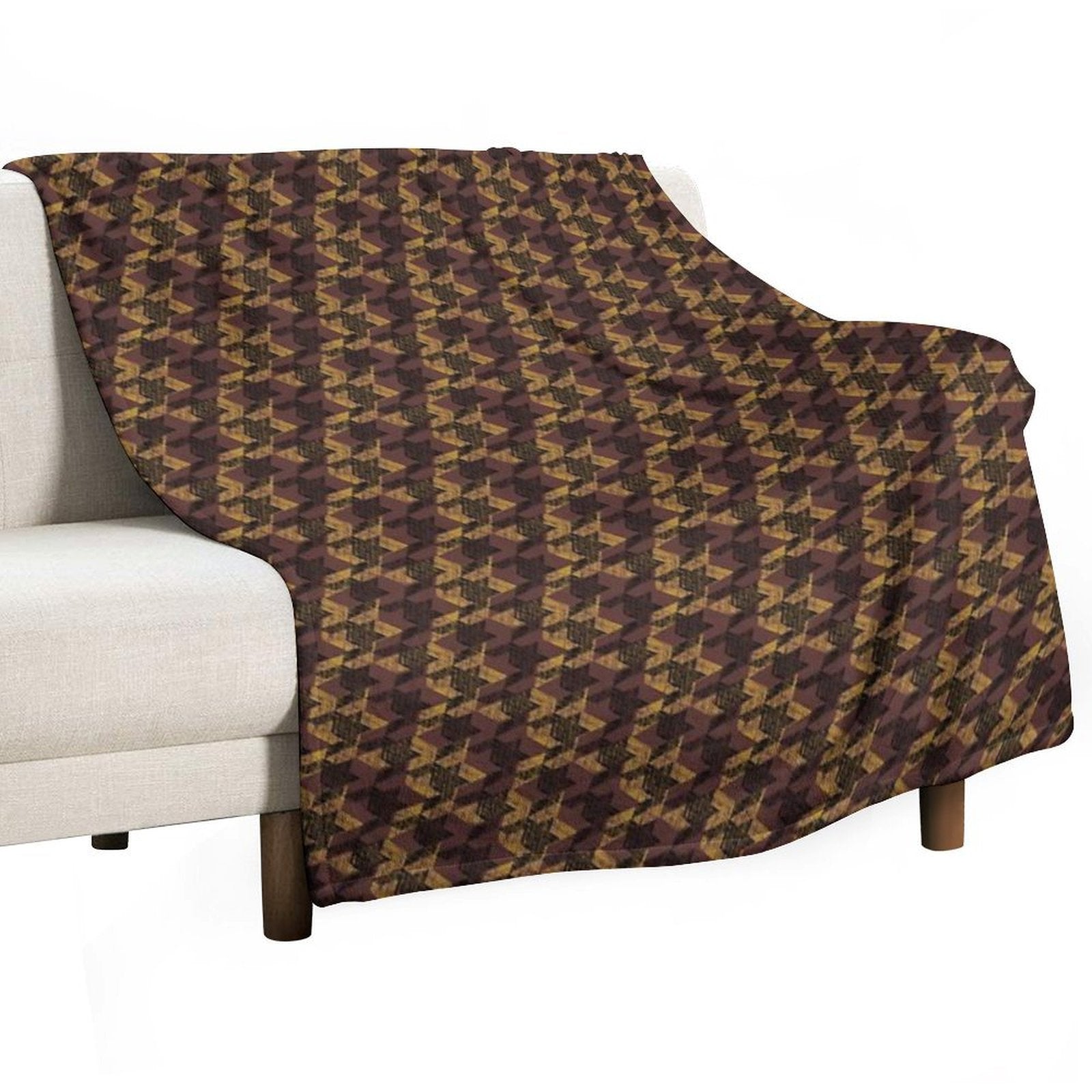 Houndstooth Brown Luxurious Pattern Anti-pilling Throw Blanket