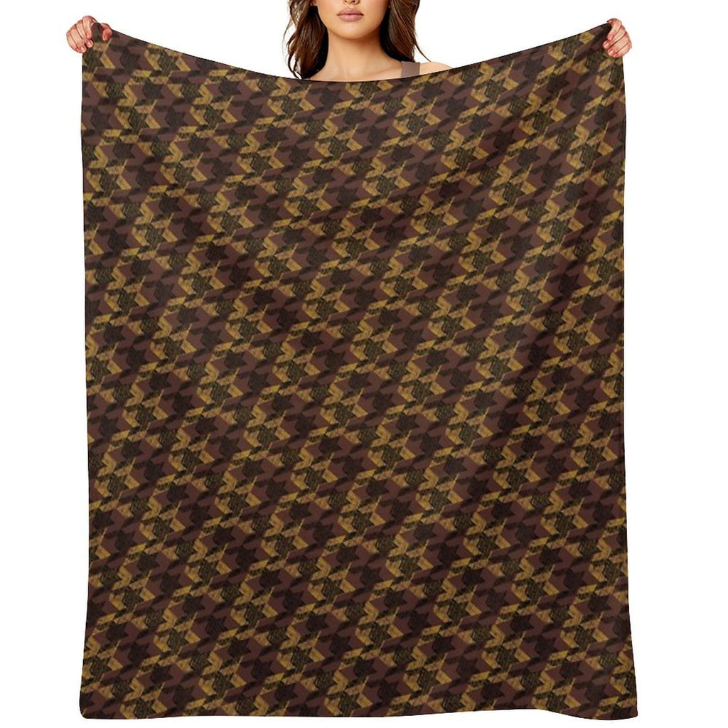 Houndstooth Brown Luxurious Pattern Anti-pilling Throw Blanket