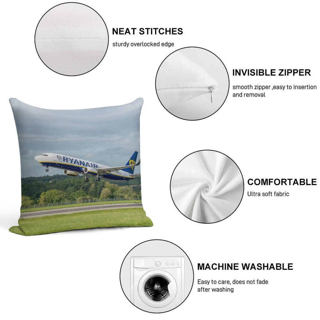 Ryanair Boeing 737-8AS Soft Shrink-Resistant Throw Pillow