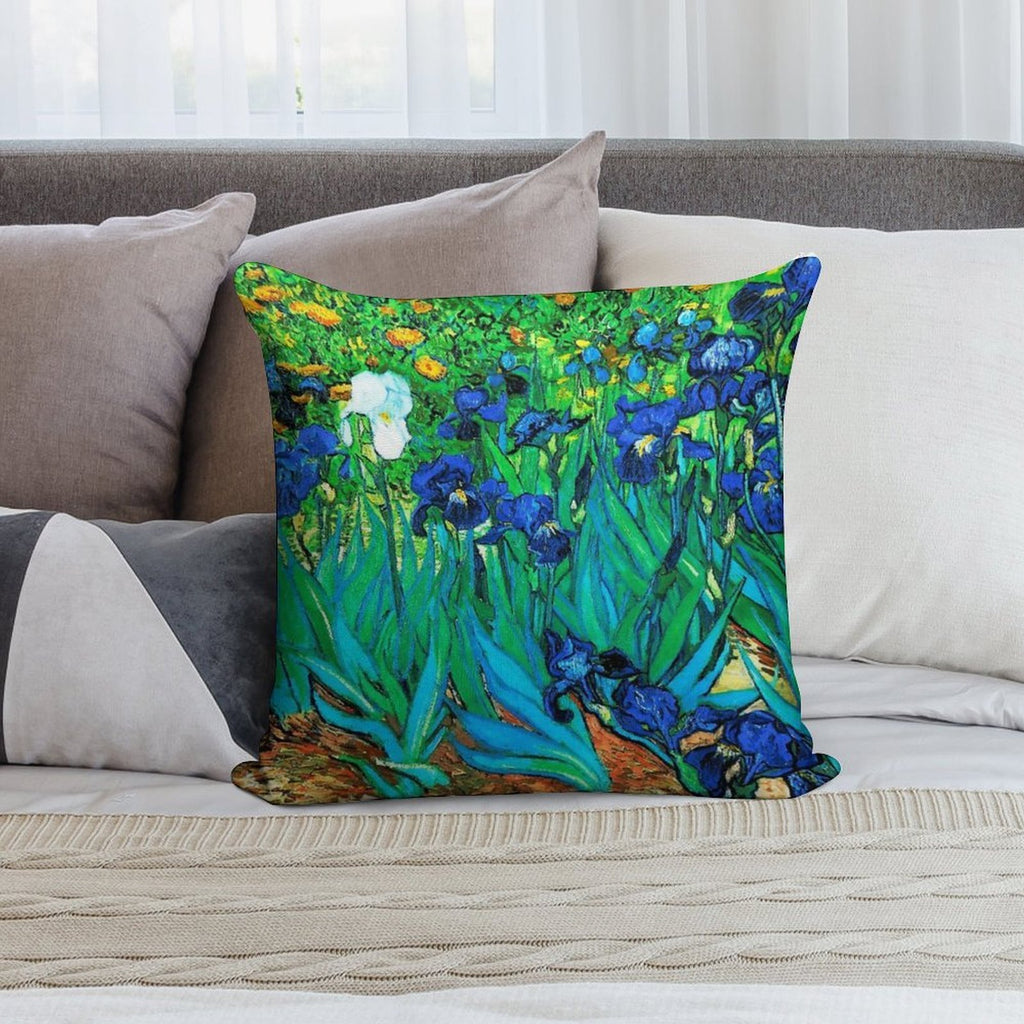 Van Gogh Garden Irises HDR Soft Ultra-Soft Texture Throw Pillow