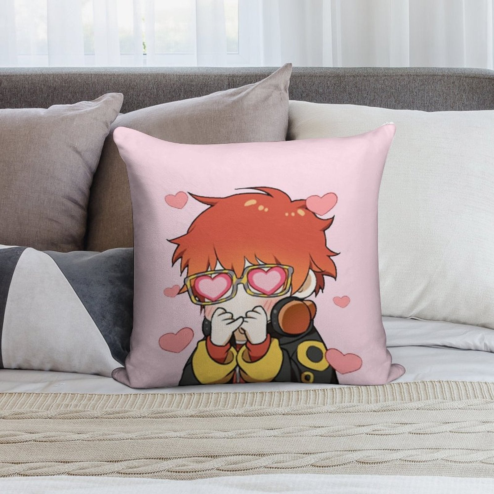 Mystic Messenger 707 Emoticon (+ Larger Design) Soft Style Accent Throw Pillow