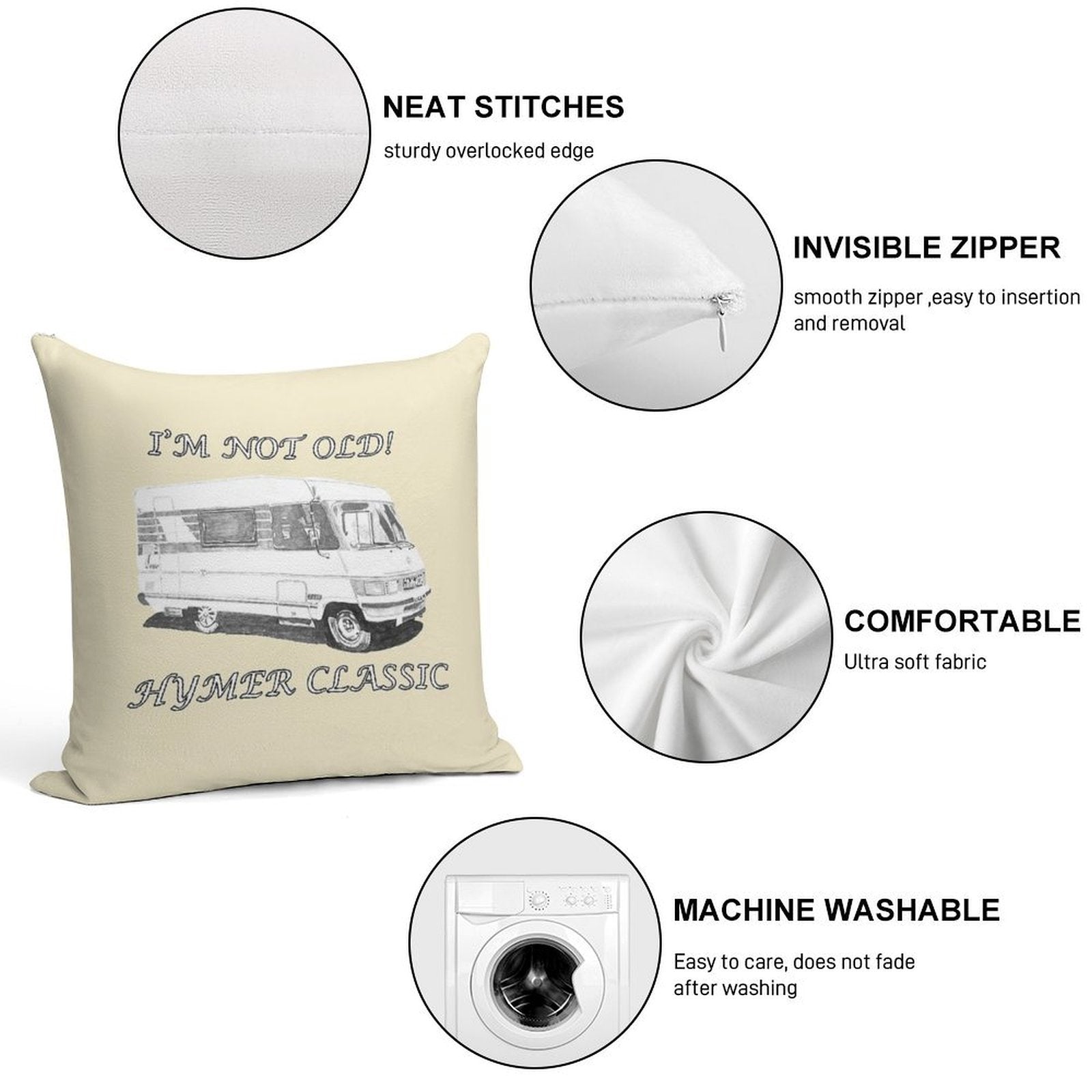 I'm Not Old! Hymer Classic Hymer B544 Designs Soft Home Decor Throw Pillow