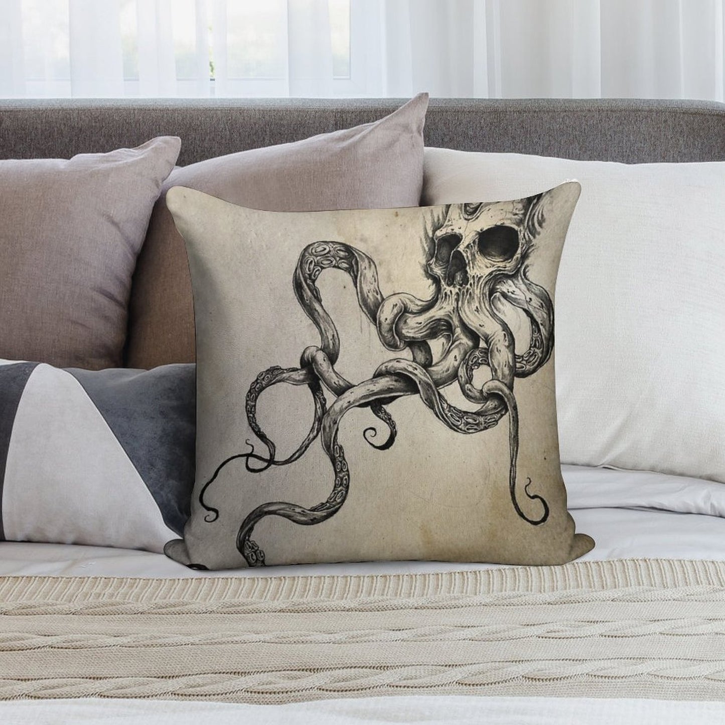 Skulltapus Soft Shrink-Resistant Throw Pillow