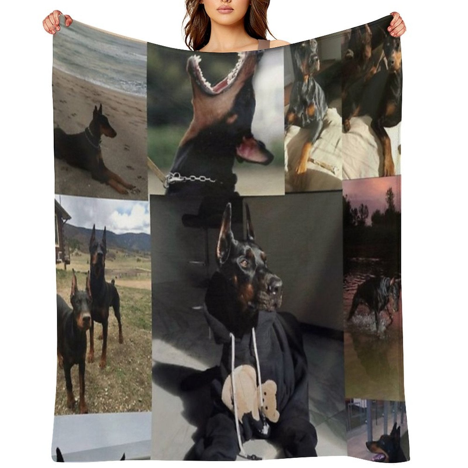 The Dobermann Collage Premium Throw Blanket