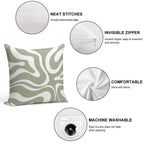 Liquid Swirl Abstract Pattern in Sage Green And White Soft Home Decor Throw Pillow