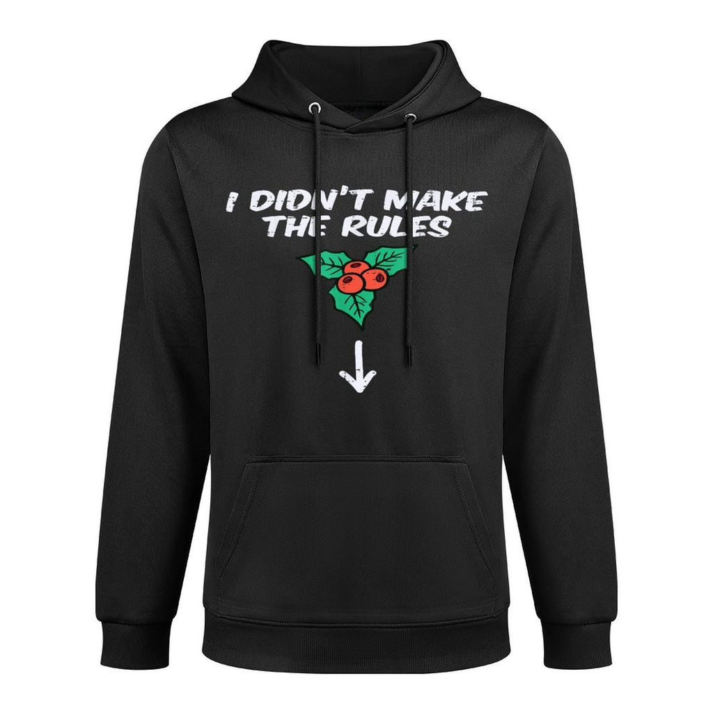 Christmas Mistletoe I Didnt Make The Rules Xmas Humor Men Kangaroo Pocket Hoodie