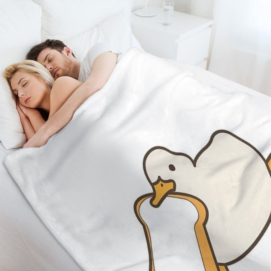 Cute Duck with Bread Yellow Funny Kawaii Animals Travel-friendly Throw Blanket