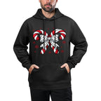 Candy Cane Christmas Season Girls Womens Retro Coquette Bow Cotton-Polyester Blend Hoodie