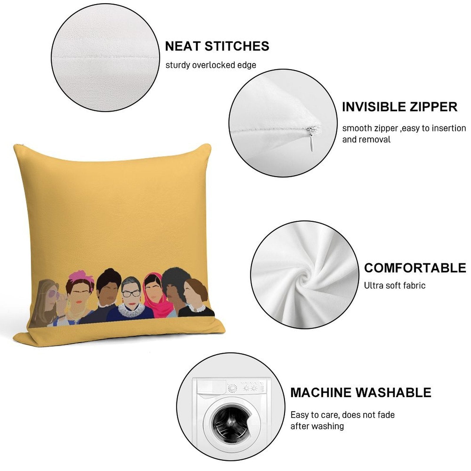 Feminist Girl Gang- Squad Goals (with Gloria) Soft Ultra-Soft Texture Throw Pillow