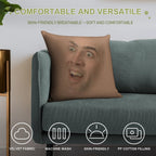 Nicholas Cage Face Pattern Soft Reinforced Edging Throw Pillow
