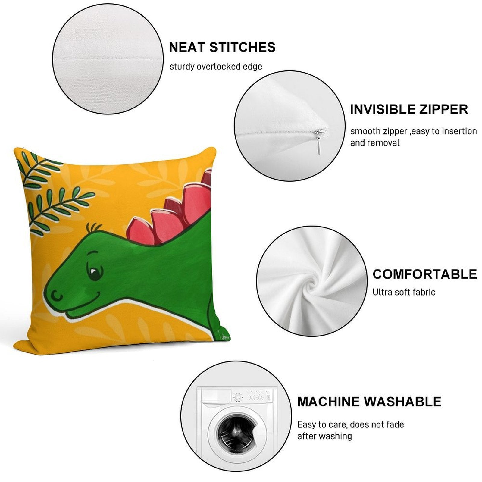 Small Stegosaurus Soft Ultra-Soft Texture Throw Pillow