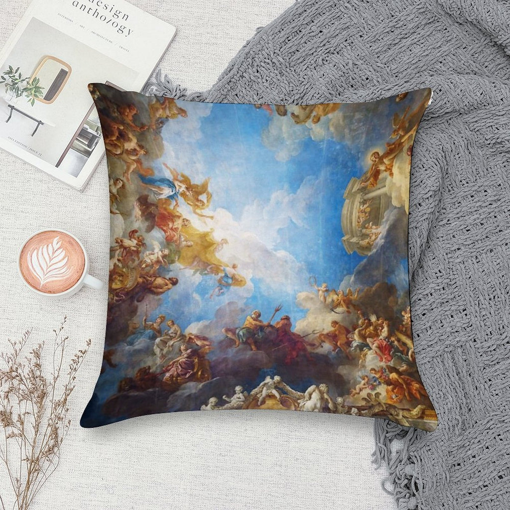 Ceiling Painting in Hercules Room of The Chateau De Versailles - France Soft Fade-Resistant Throw Pillow