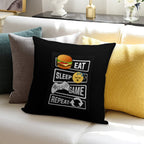 Gamer Eat, Sleep, Game, Repeat Soft Luxury Feel Throw Pillow