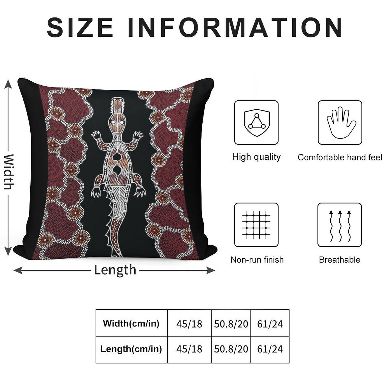 Authentic Aboriginal Art - Crocodile Authentic Designs Soft Gift Ready Throw Pillow
