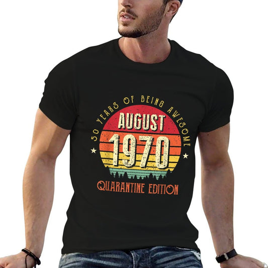 Vintage 50th Birthday Born August 1970 Quarantine Edition  Moisture-wicking T-Shirt