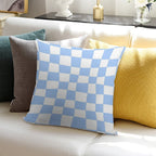 Hand Drawn Checkerboard Pattern (sky Bluewhite) Soft Home Decor Throw Pillow