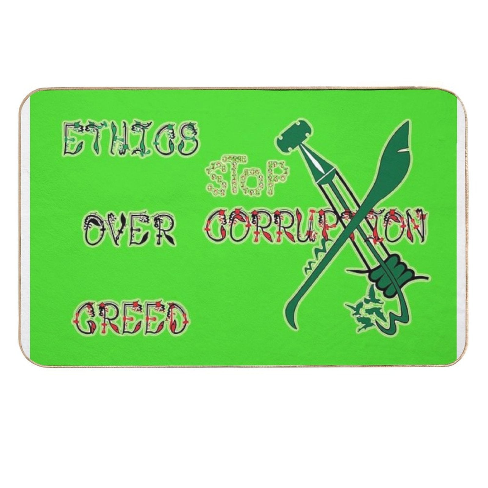 Ethics over Greed, Stop Corruption 9  Easy To Clean Bath Mat