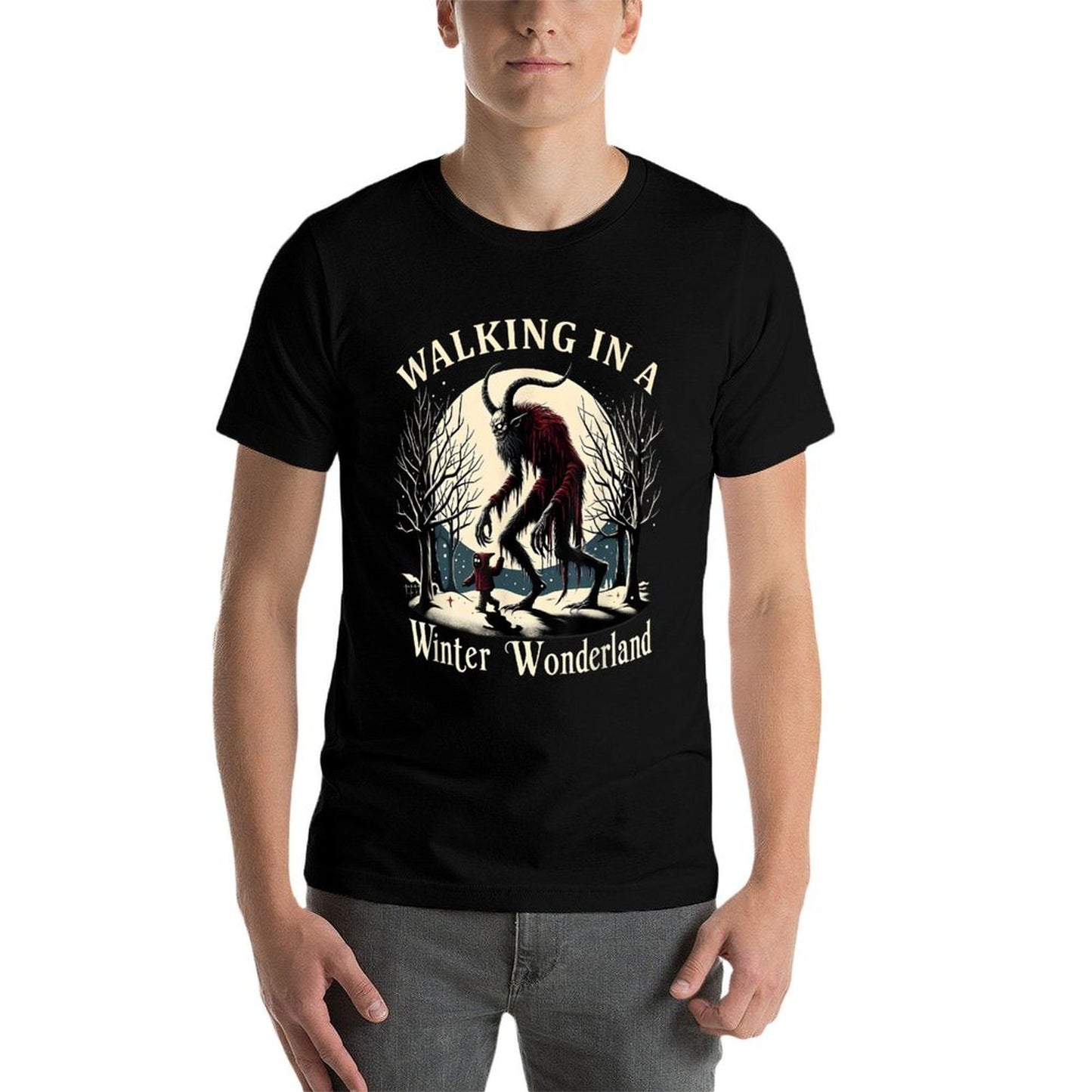 Walking In A Winter Wonderland Krampus Dark Winter Holiday  Affordable Price T-Shirt
