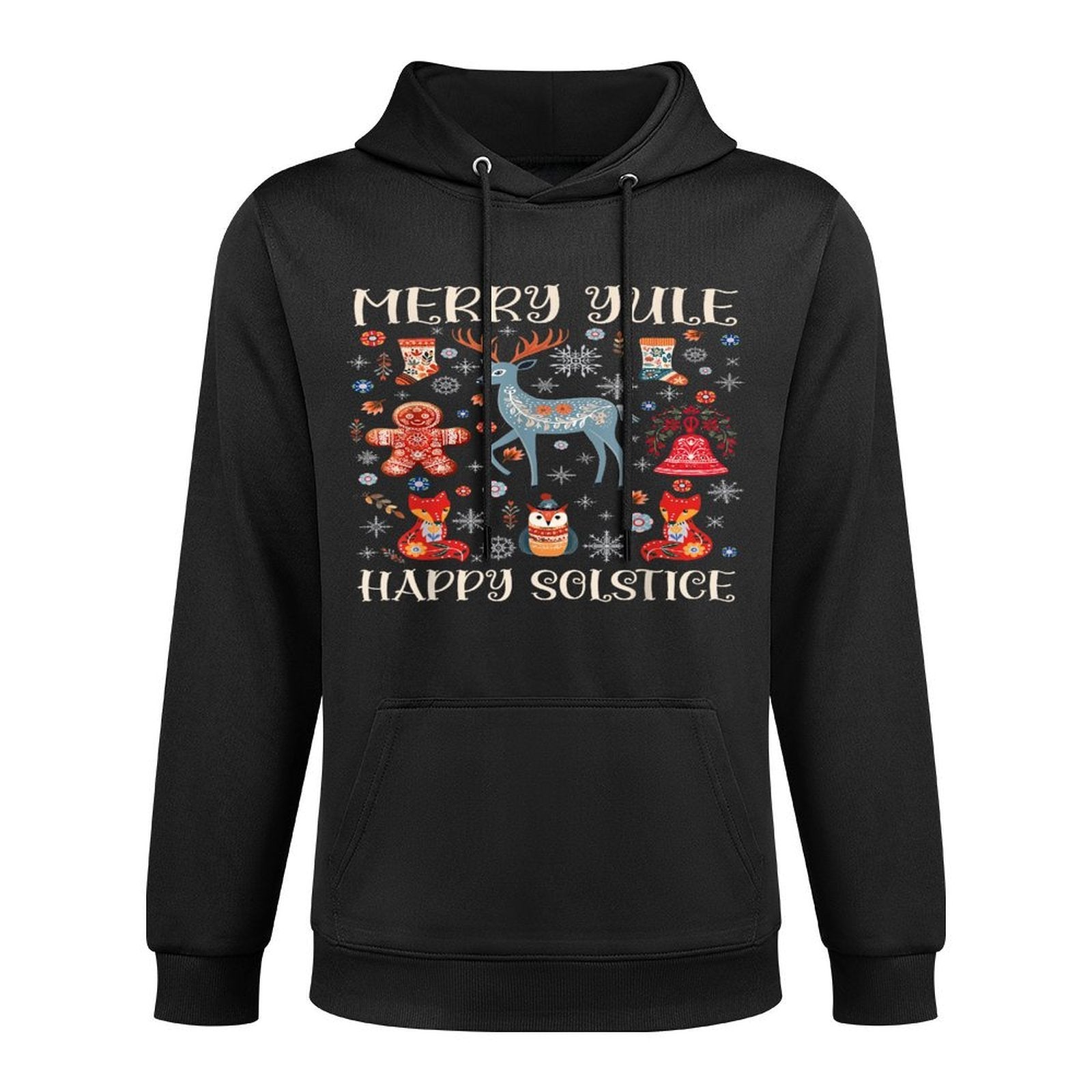 Merry Yule Happy Solstice Cottagecore Scandinavian Christmas Shrink-Resistant Hoodie
