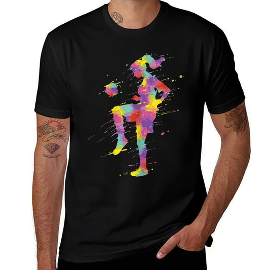 Soccer Girl  Ribbed Collar T-Shirt