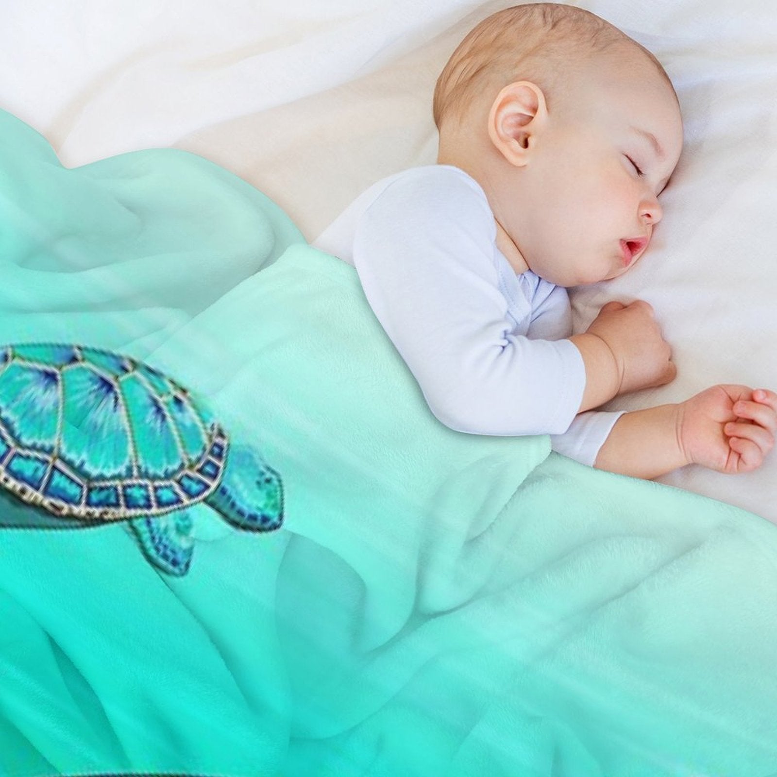 Sea Turtle Turquoise Oceanlife Velvety-soft Throw Blanket