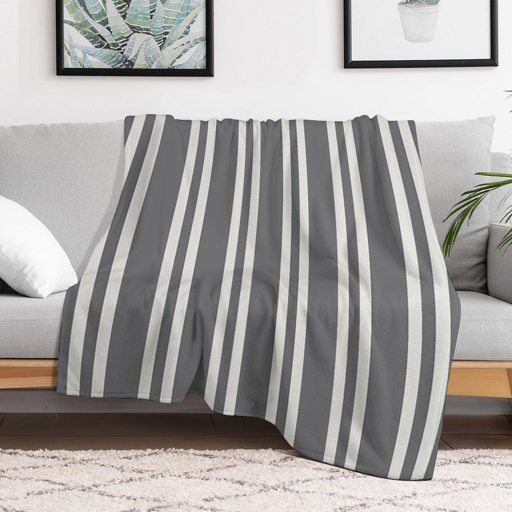 Gray Stripes Plush Throw Blanket