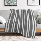 Gray Stripes Plush Throw Blanket