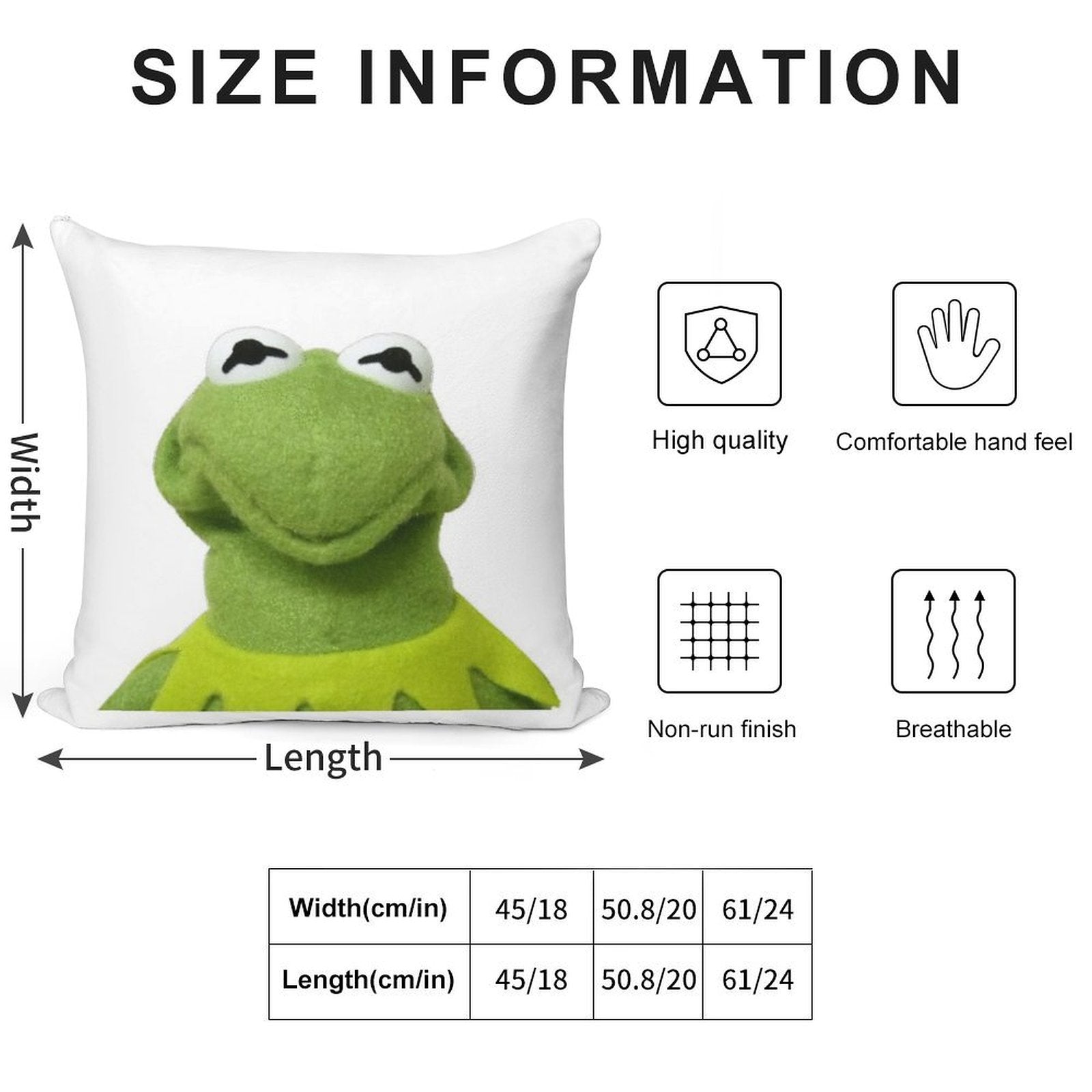 Kermit The Amphibian Soft Luxury Feel Throw Pillow