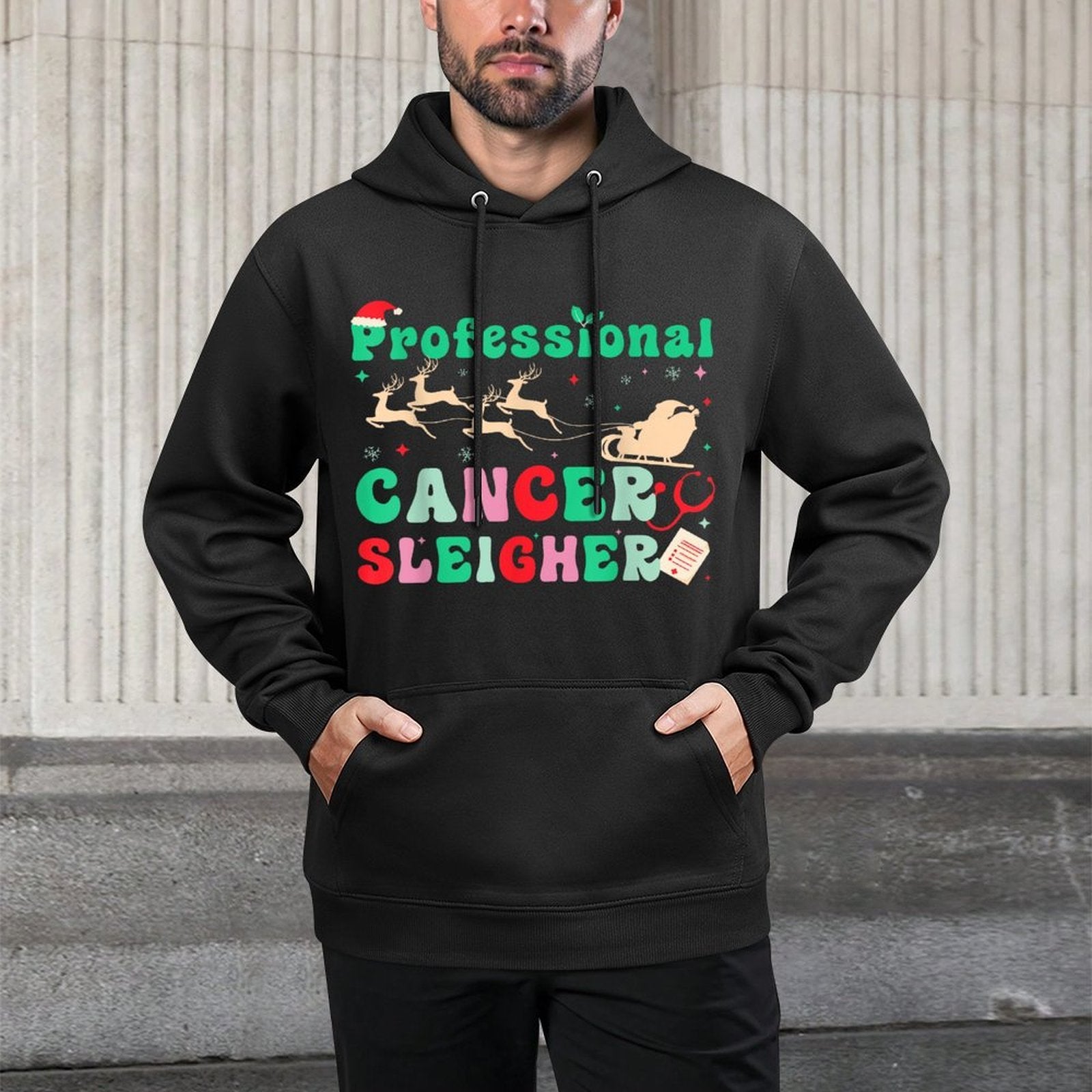 Groovy Professional Cancer Sleigher Oncology Nurse Christmas Shape Retention Hoodie