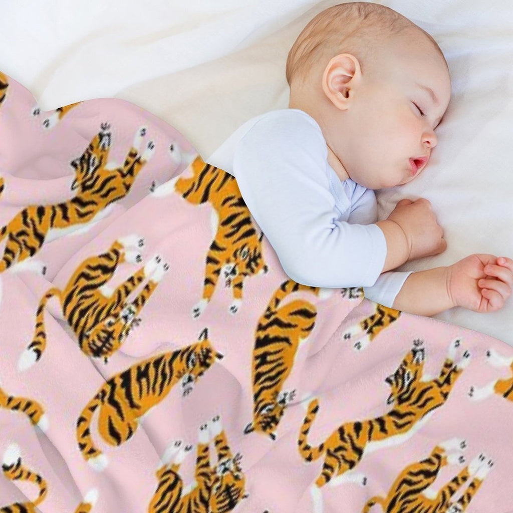 Cute Tigers on Pink Versatility Throw Blanket