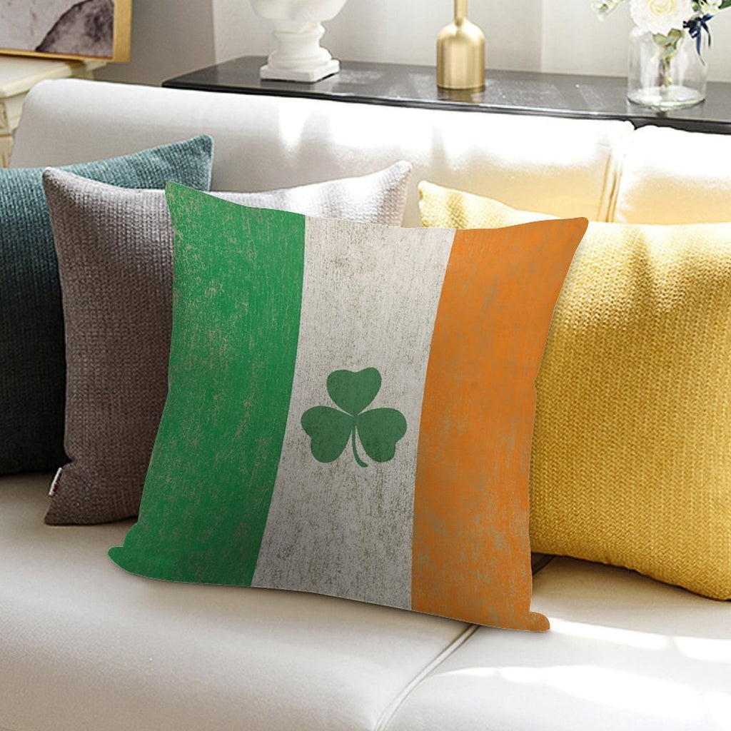 Vintage Irish Ireland Shamrock Flag Soft Durable Construction Throw Pillow