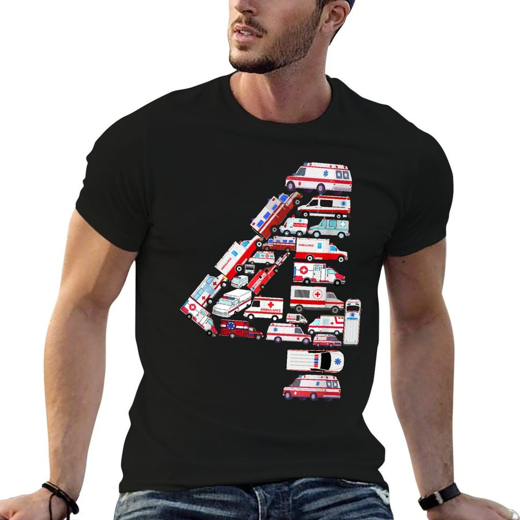 Rescue Ambulance Themed 4th Birthday Kids Boys 4 Years Old  Eco-friendly Material T-Shirt