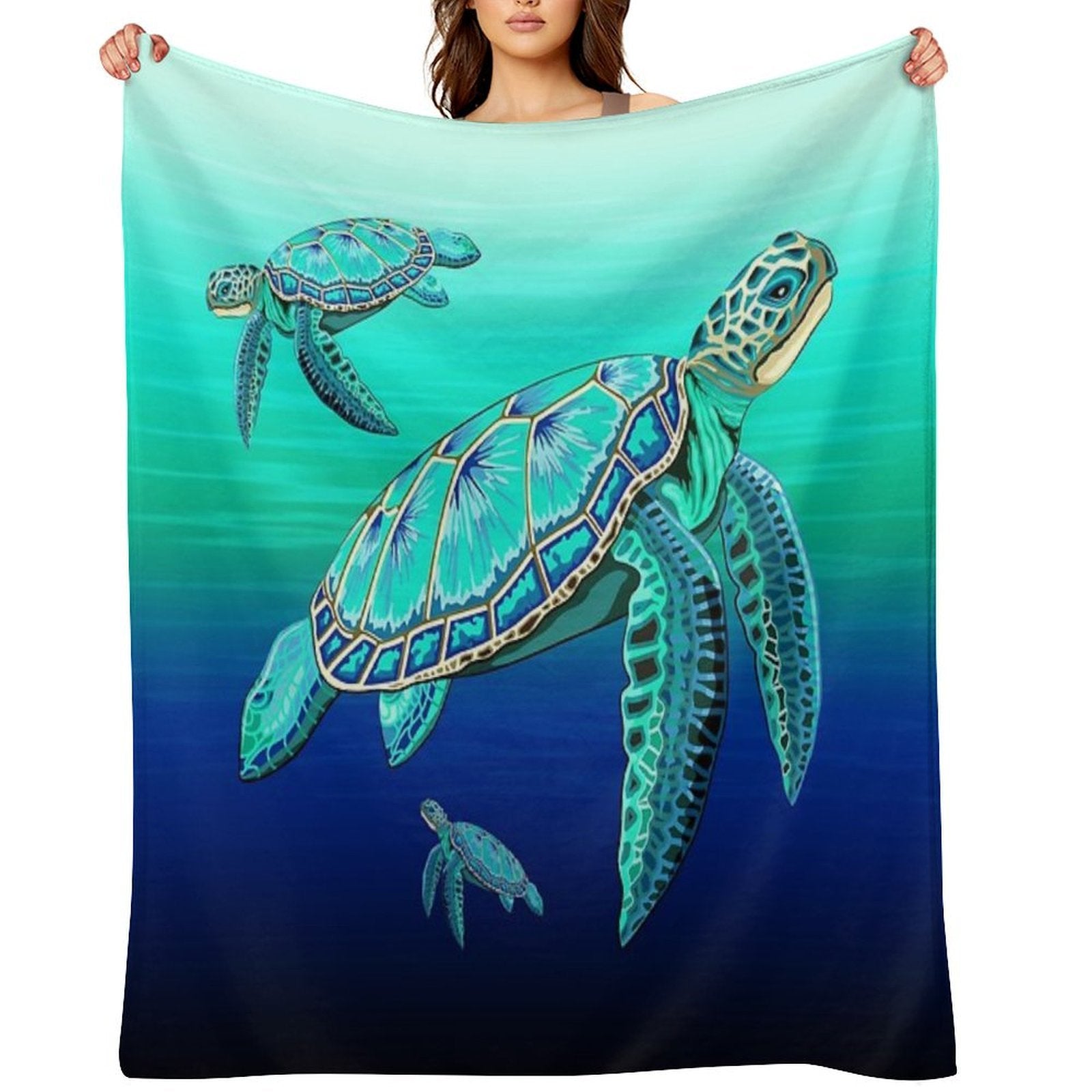Sea Turtle Turquoise Oceanlife Velvety-soft Throw Blanket