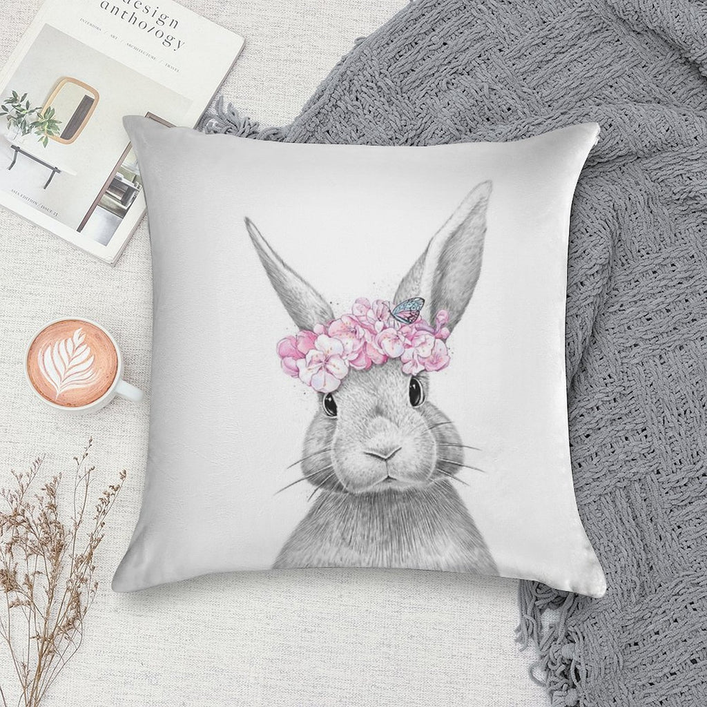 Spring Bunny Soft Luxury Feel Throw Pillow