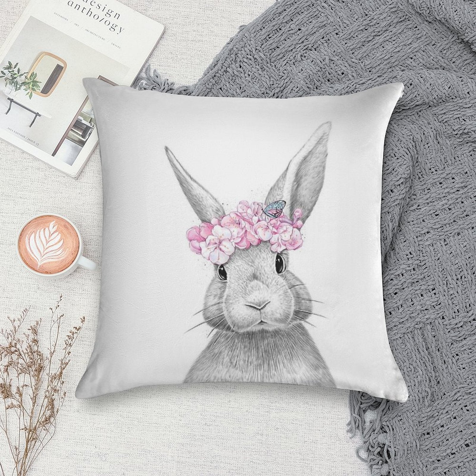 Spring Bunny Soft Luxury Feel Throw Pillow