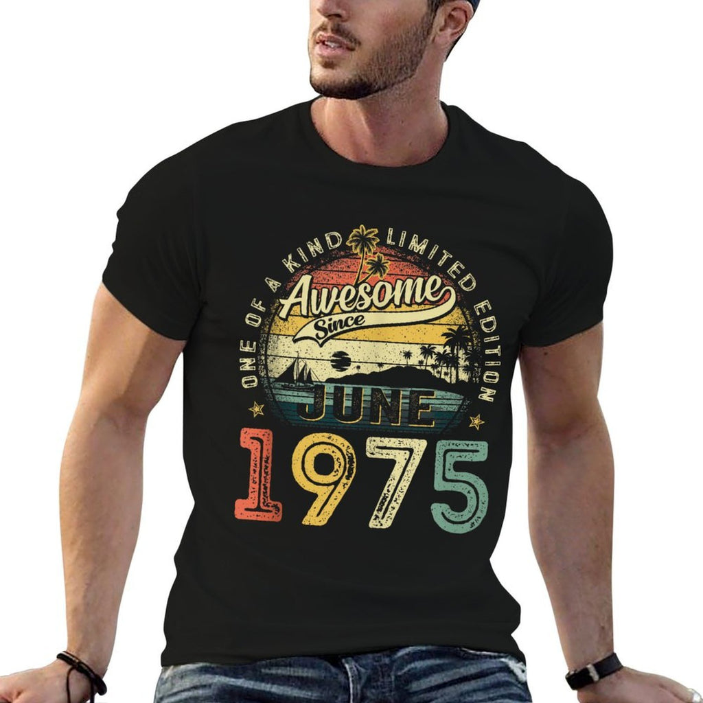 50 Years Old Vintage Made In June 1975 50th Birthday Men Dad  Polyester Blend T-Shirt