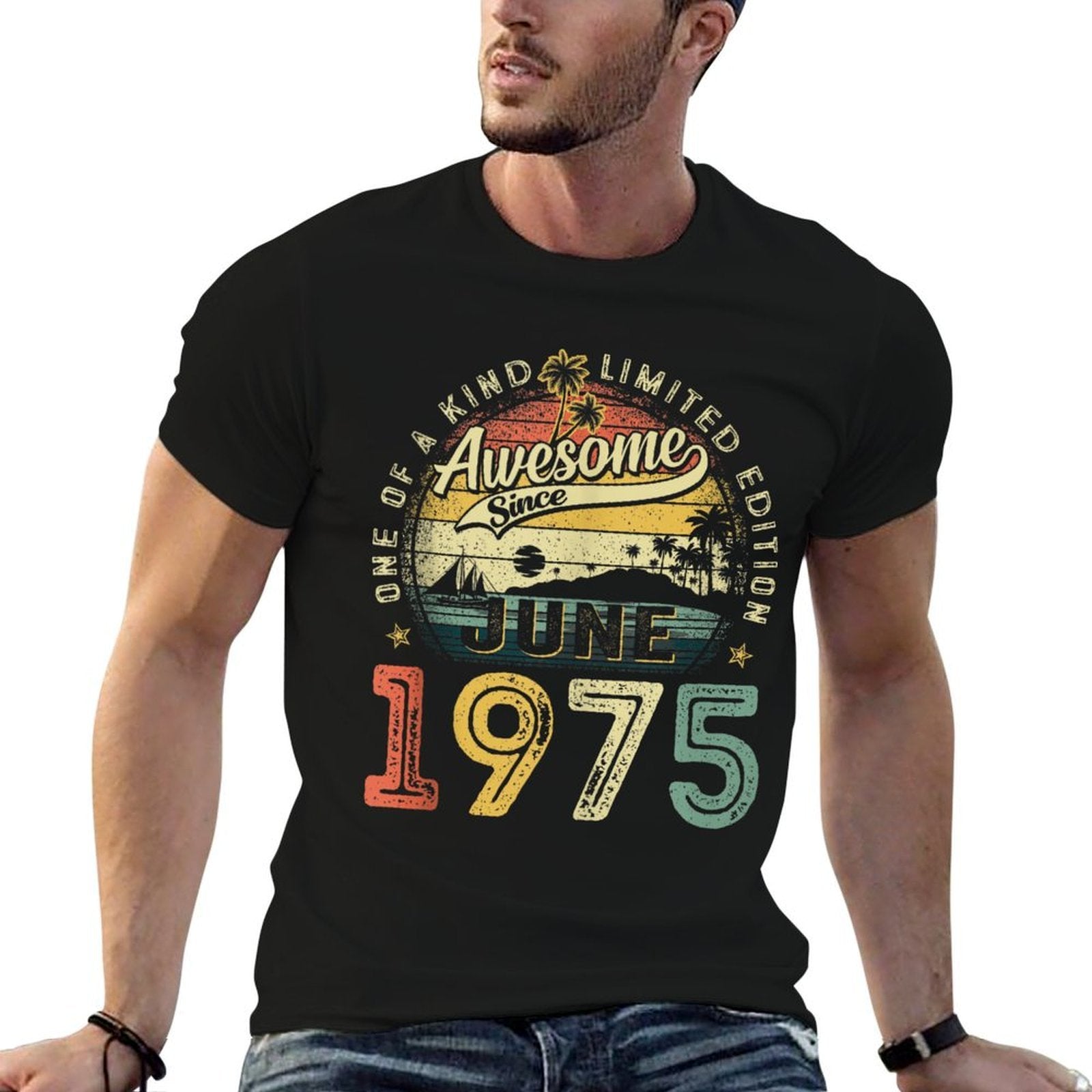 50 Years Old Vintage Made In June 1975 50th Birthday Men Dad  Polyester Blend T-Shirt
