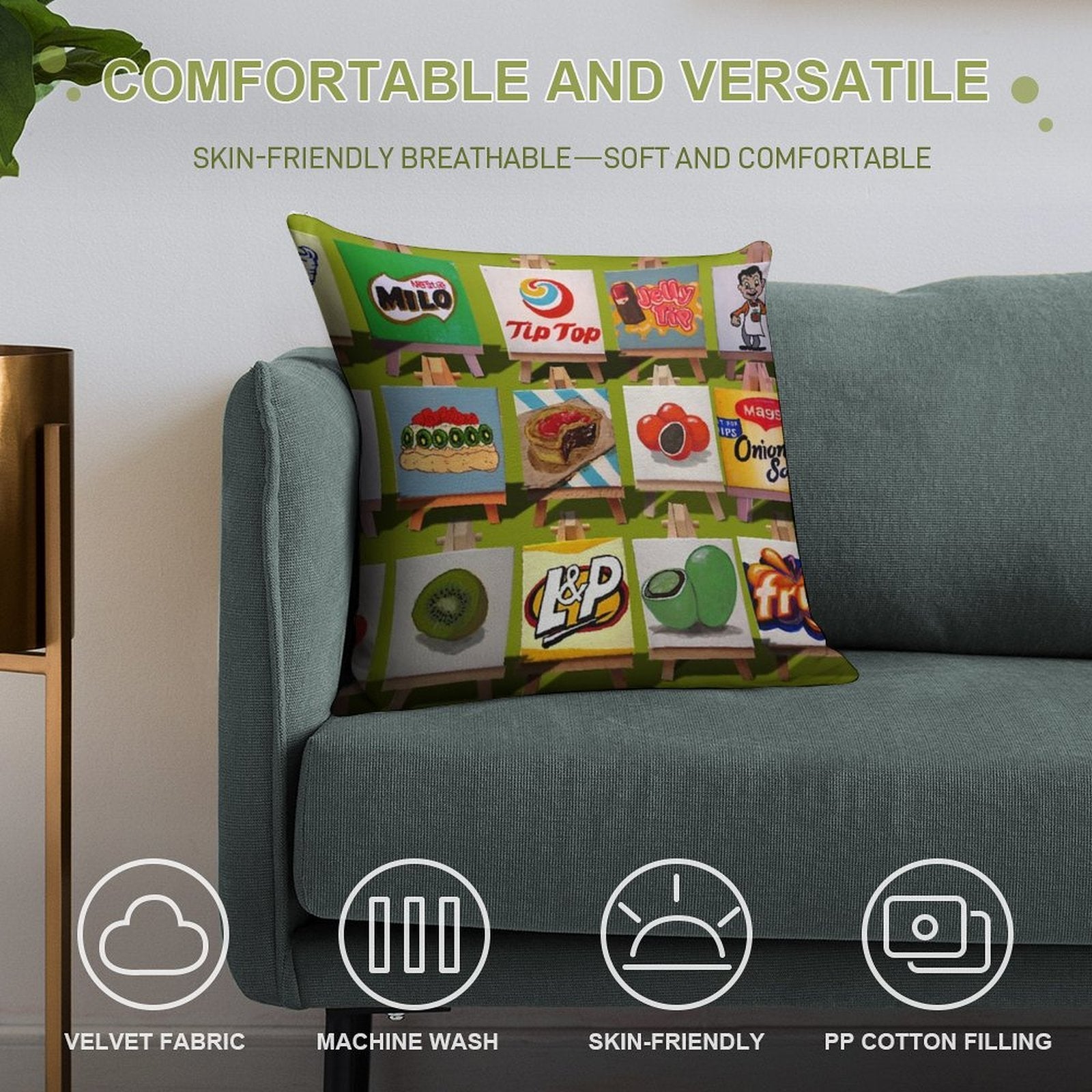 Kiwiana Food And Drink Icons Soft Ultra-Soft Texture Throw Pillow