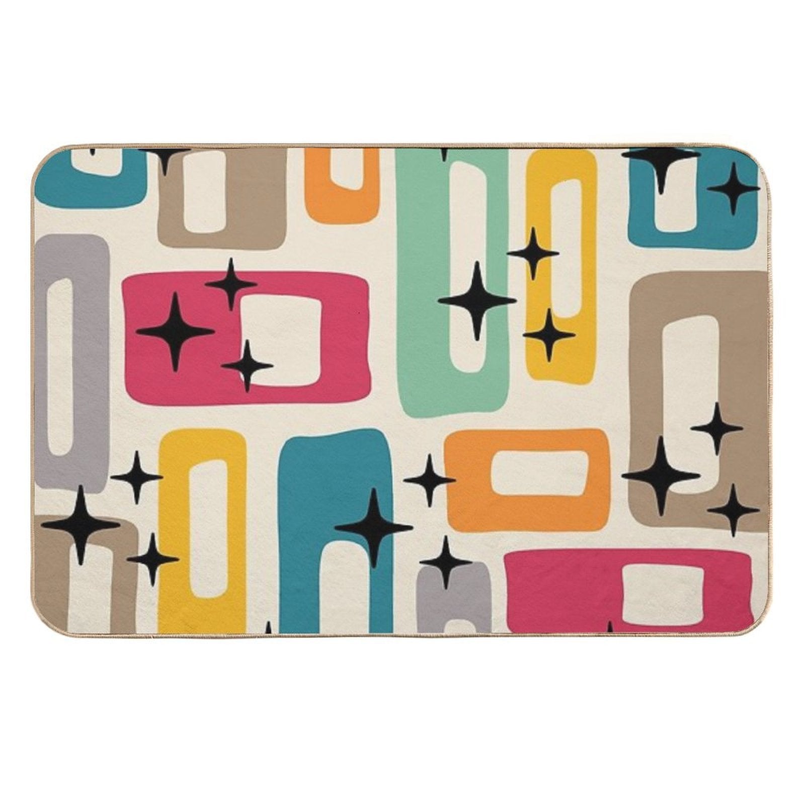 Retro Mid Century Modern Abstract Pattern 154 Durable Bath Mat